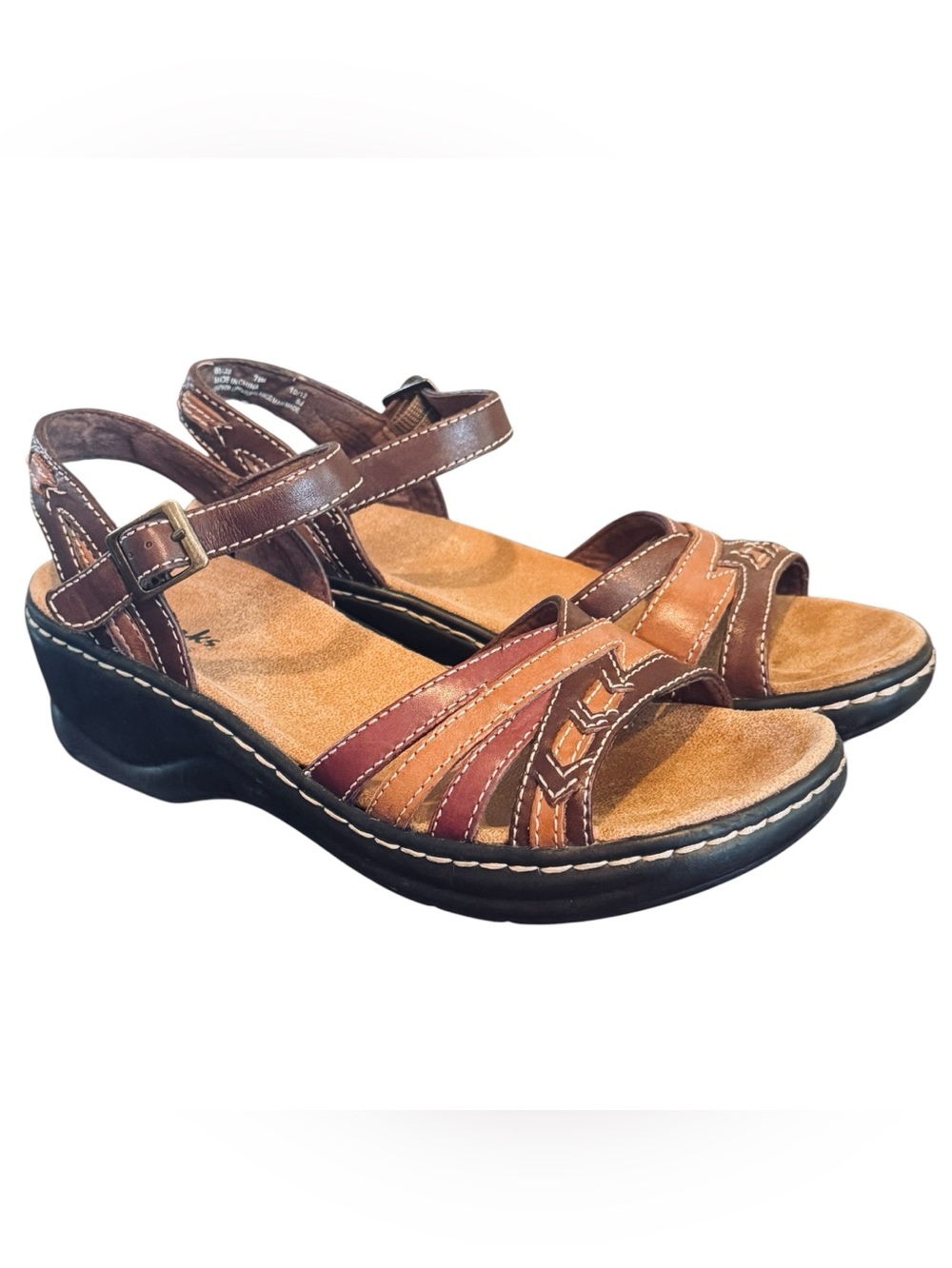 Clarks Bendables Lexi Cricket Family Brown Tan Leather  Sandals 7.5